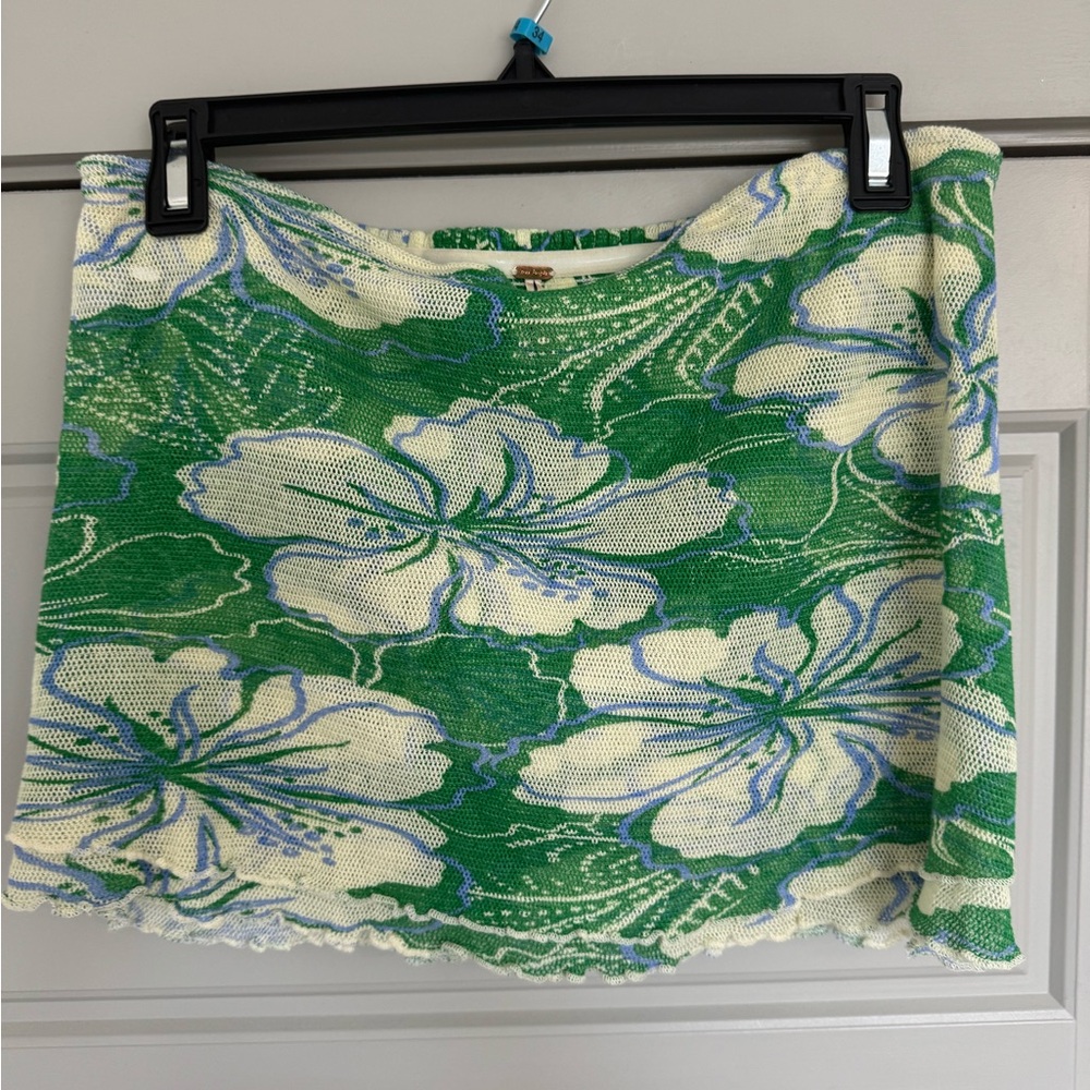 Free People Floral Green and White Tube Top